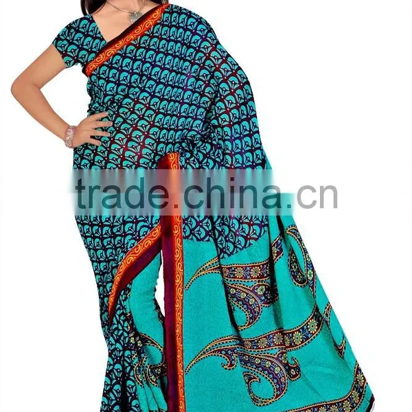 Digital Flower Printed Saree in Mix Color photo-3