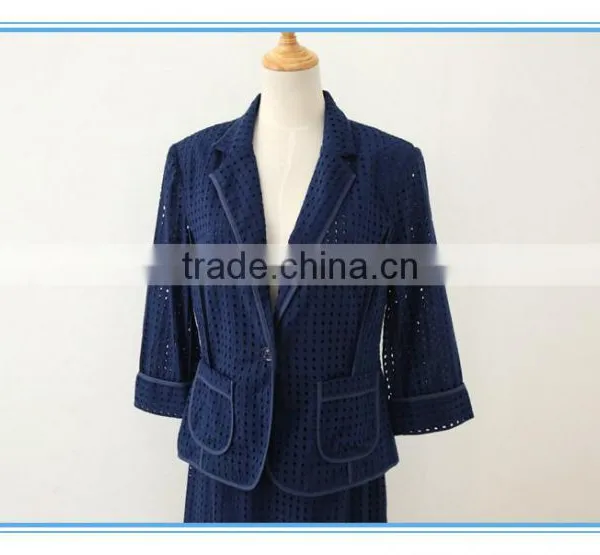 Organic 100% Cotton Eyelet Embroidery Business Suits Lady Church Suits photo-4