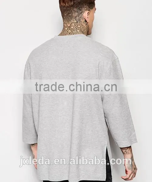 Oversized Longline 3/4 Sleeves 100% Cotton Men T-shirt China Factory Wholesale photo-2