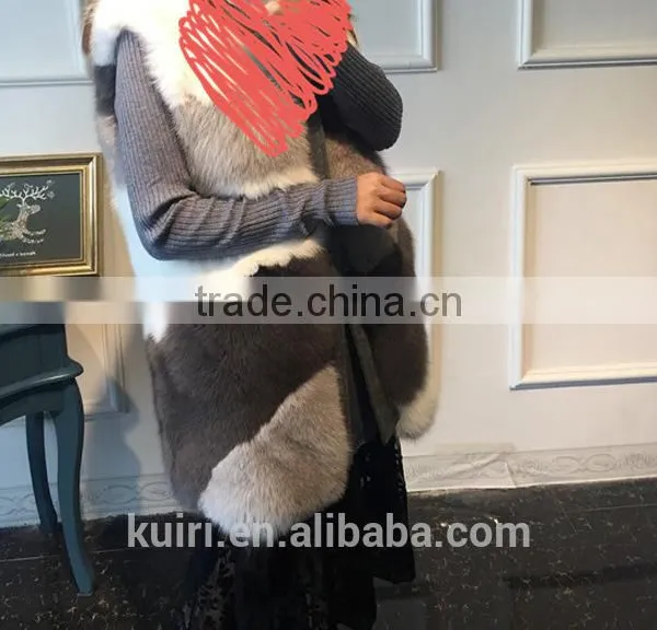 2016 New Design Woman Woolen Fox Fur Vest With Woolen Fur Overcoat photo-2
