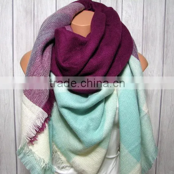 Blanket Scarf for Women, , Blue Berry Mint Women's Gifts Oversized Large Unique Winter Scarves photo-3