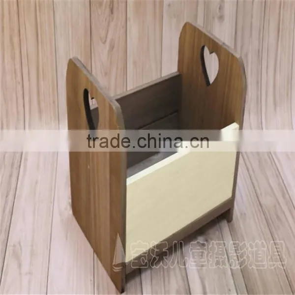 Wood Stain Bed Newborn Posing Crate Bed Baby Wooden Deep Box Photography Props photo-3