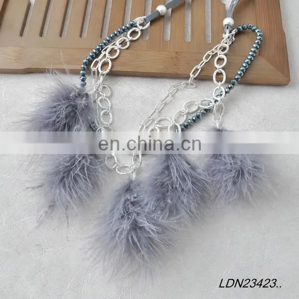 Real Feather Necklace Boho Style Leather Neckalce Gift for Women photo-3
