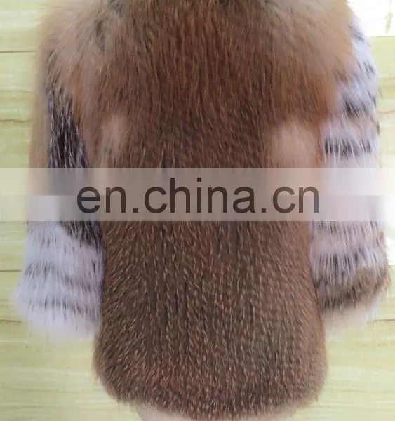 Nature Color Real Fur Round Collar Jacket for Women's Wear photo-2