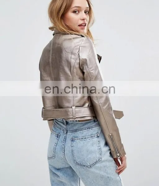 2017 Fashion Factory Price Ladies Jacket Women Clothing Pu/polyester Leather Jacket photo-3
