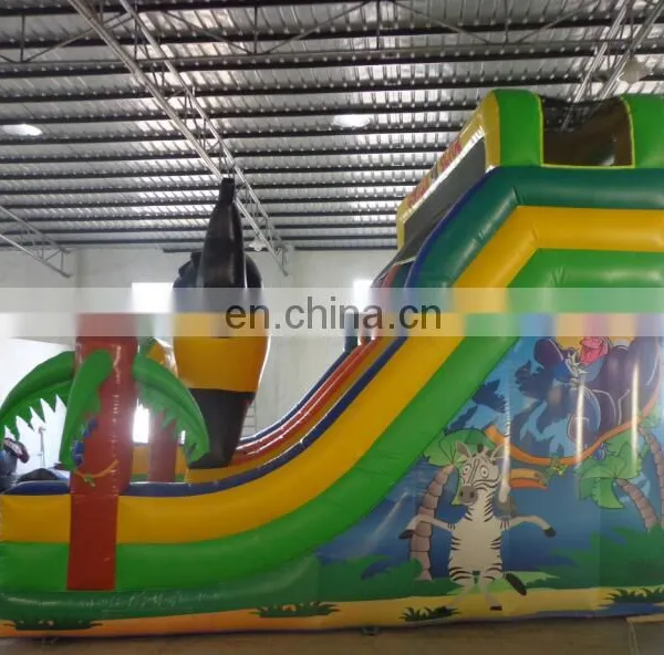 Double Lane Digitally Printed Jungle Gorilla Inflatable Slide photo-2