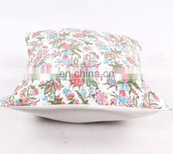 Hand Stitched Handmade Indian White Pine Apple Floral Design Cushion Cover Decorative Pillow Cover Handmade Kantha Cushion Cover photo-3