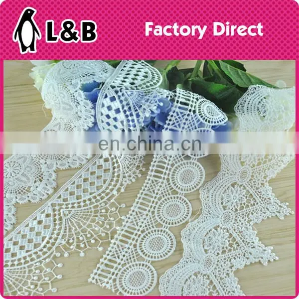 Width 1-3cm White Polyester Embroidery Lace Trim Dyeable photo-6