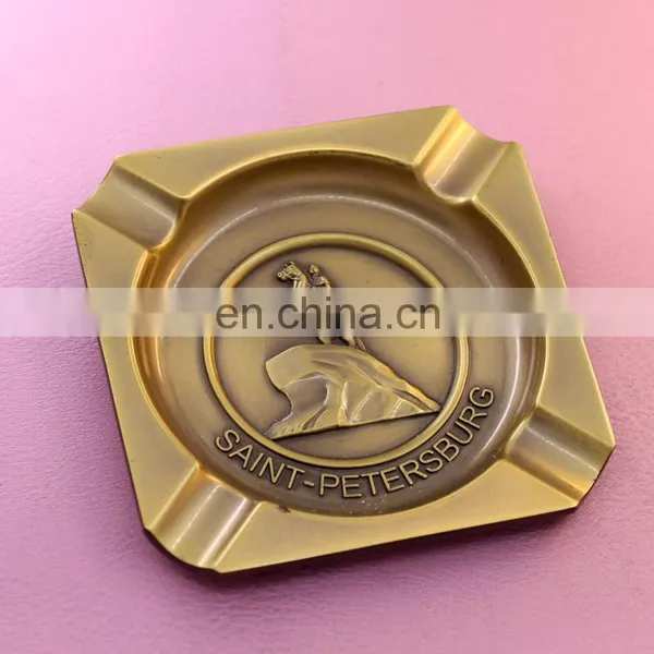 Square with rounded corners plating bronze injection processing ashtray wholesale