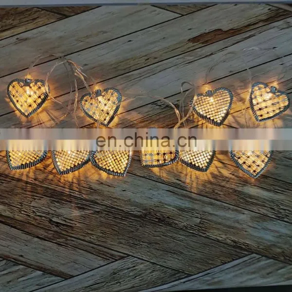 Wedding Holiday Decoration Battery Operated 10LED Metal Heart Shaped String Light photo-3