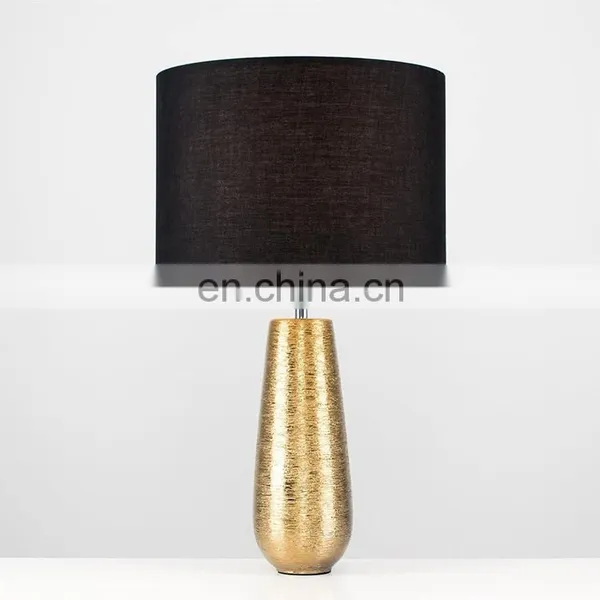 Novel Indoor Lighting Custom Luxury Gold Ceramic Base Office Modern Table Lamps for Reading Study photo-3