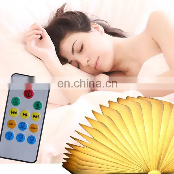 2019 New Foldable Colorful LED Wooden Light Bluetooth Speaker Book Lamp With Remote Control photo-3