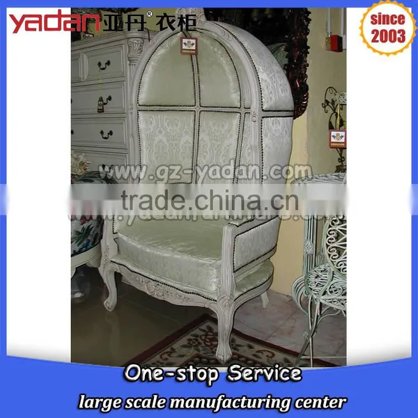 Classic Style Vintage French Egg Shaped Wooden Frame Chair With Lint Fabric Linen Quality Choice photo-3