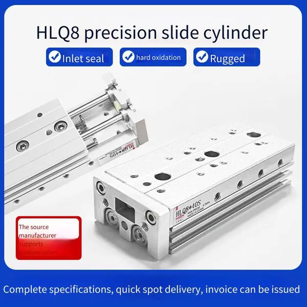 Hlq8 Pneumatic Sliding Table Cylinder 8/12/16/20/25-10s20s30s40s-150s Linear Precision Guide Rail Cylinder