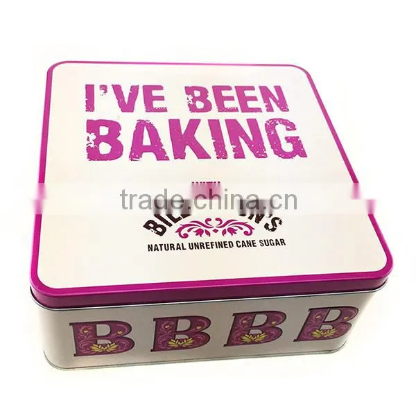 Factory Supply 3d Embossing Tin Boxes Square Cookie Tin Can Storage