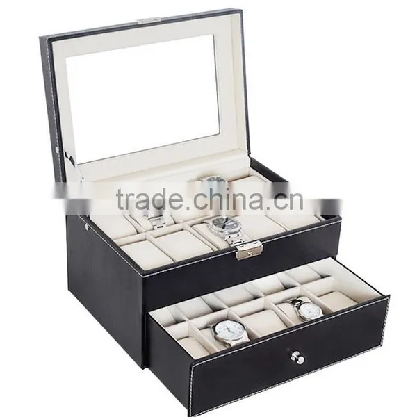 W806-6 6 Grid Slot Hot Sell Black PU Leather Watch Packaging Box in Promotion photo-5