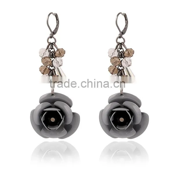 2016 Latest Design Wholesale Price Women Elegant Enamel Flower Drop Earring photo-5