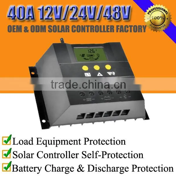 40A 12V/24V/48V Pwm Solar Charge Regulator With LCD Display