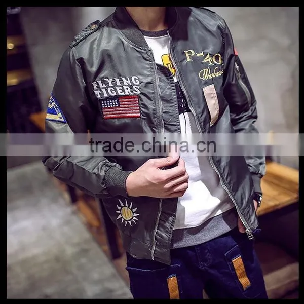 2016 Fashion Large Size Srping MA1 Air Force Pilot Coat Bomber Jacket With Retro Embroidery photo-2