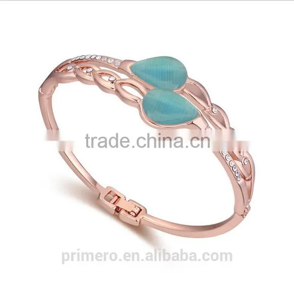 True Gold Plated Rhinestone Boutique Tear Droplets Opal Bracelet Bangles Women photo-2