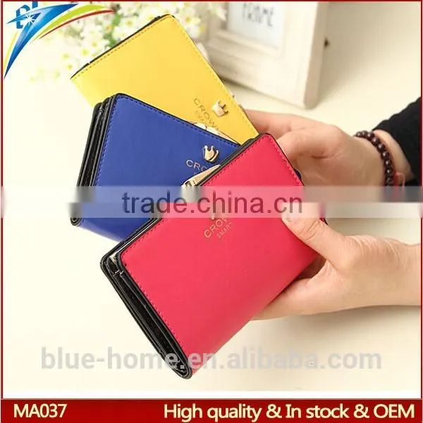 Good Quality Young Girl Trendy Wallets Small Moq Wholesale Crown Clutch 1 Fold Purses