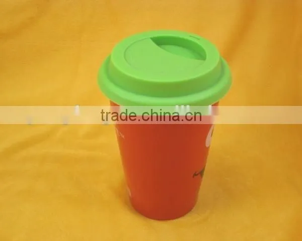 YF11022 Double Layer Ceramic Mug With Silicone Lid photo-3