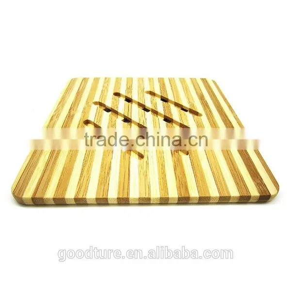 Two Color Strips Small Bamboo Placemat Table Mat Coaster Handmade Mats And Pads photo-2