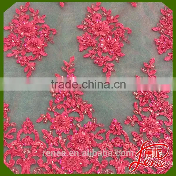 Famous Textile Supplier 100% Polyester Sequined Embroidery Fabric photo-3