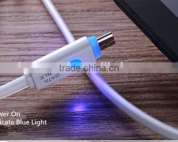 Ultra Thin USB Cable for Mobile Phone Soft USB Data Transfer Cable Charger With LED Light photo-2