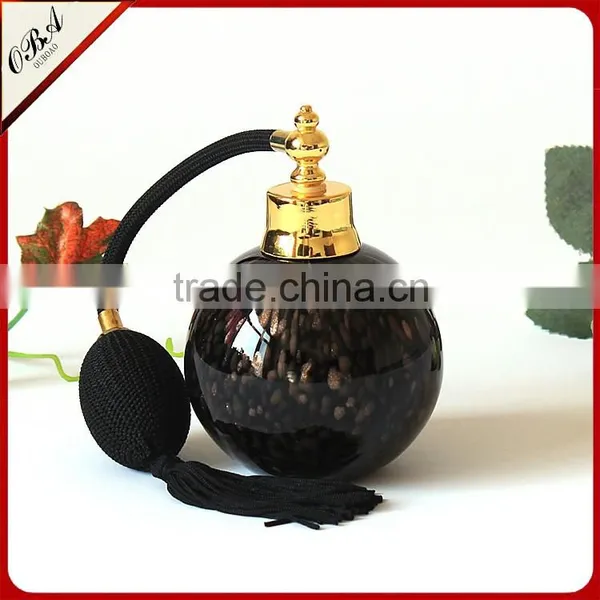 OUBOAO Handmade Luxury Airbag Glass Black Perfume Bottle , Screw Cap Repeatable Use Empty Perfume Bottle photo-2