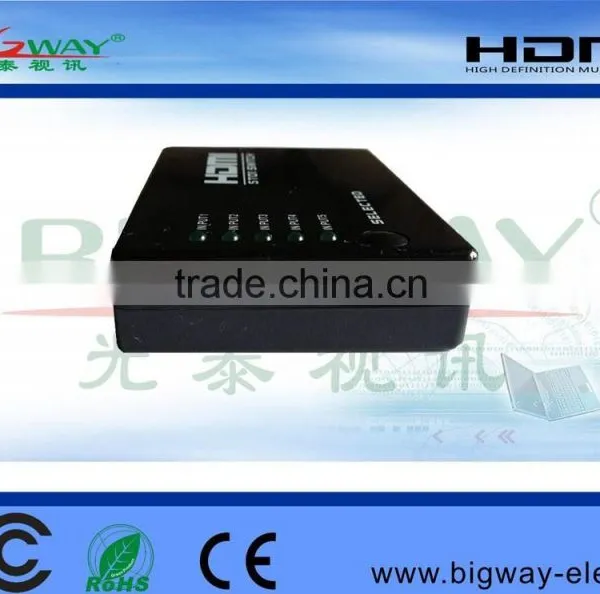 5-port HDMI Switch 5x1 5 In 1 Out Auto Switch Support HDCP, 3D, 1080P, HD Audio With IR Remote photo-3