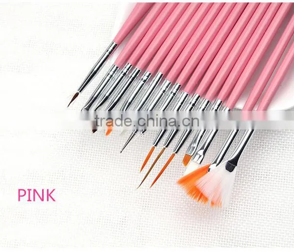Wholesale 15pcs per Set Wood Handle Nail Round Oil Artist Paint Brush Pen Set for Art Painting photo-6