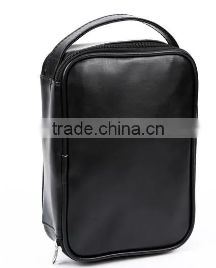 Store More Customized Black Handled Leather Travel Men's Cosmetic Bag photo-2