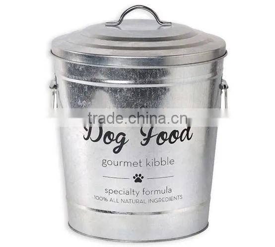 LARGE DOG FOOD CONTAINER Metal Pet Feeder Bin Steel Cat Food Can photo-5