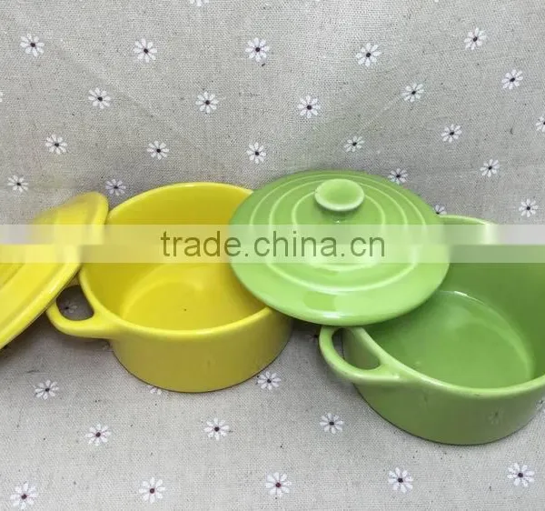 Stocked Ceramic Soup Pot Milk Pot Bakeware Bowl With Handle photo-6