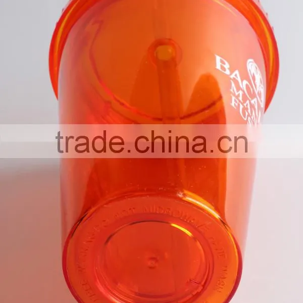 Double Wall Plastic Red Tumbler With Straw Lid 16oz photo-6