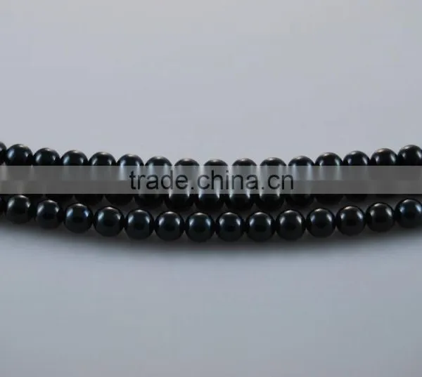 Wholesale 7-7.5mm Black Round Natural Akoya Loose Pearl Strand photo-2
