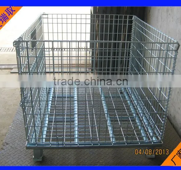 Folding Rolling Metal Steel Wire Mesh Warehouse Storage Cage photo-4