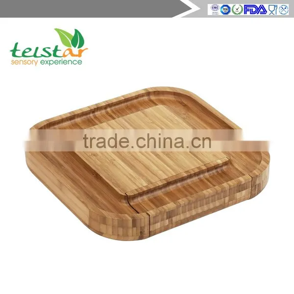 Manufacturers Selling 100% Organic Bamboo Cheese Board and Four Slices of Knife photo-4