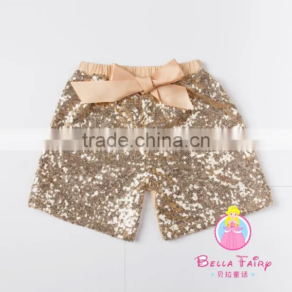 2016 New Colors Boutique Wholesale Little Baby Girls Shiny Sequin Tight Shorts Casual Clothes Short Bow Girls Leggings Pants photo-2