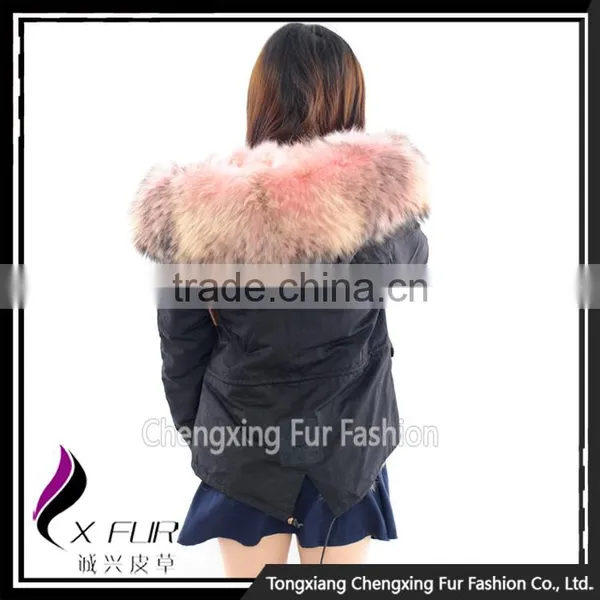CX-G-P-01B Chinese Wholesale Genuine Fox Fur Lining Raccoon Fur Collar Fur Jacket photo-3
