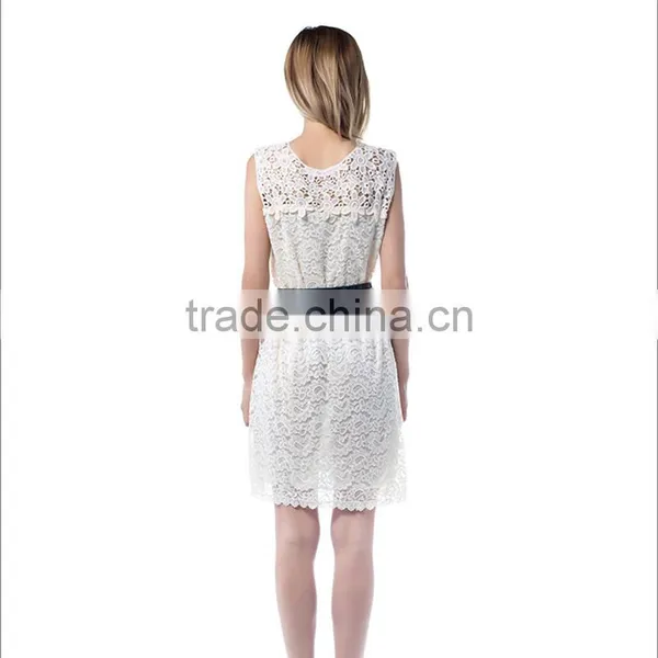 Maxnegio Hot Sale White Lace Short Dress for Ladies photo-4