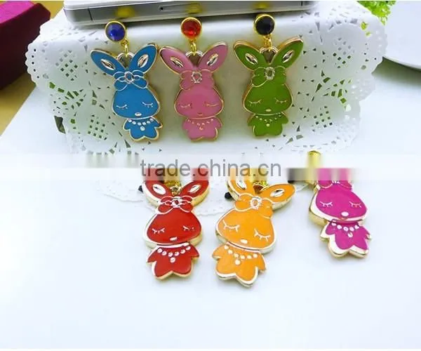 Chic Perforating Anti Dust Headphone Plug Cute Rabbit Pendant Cellphone Plugs for Girls photo-2