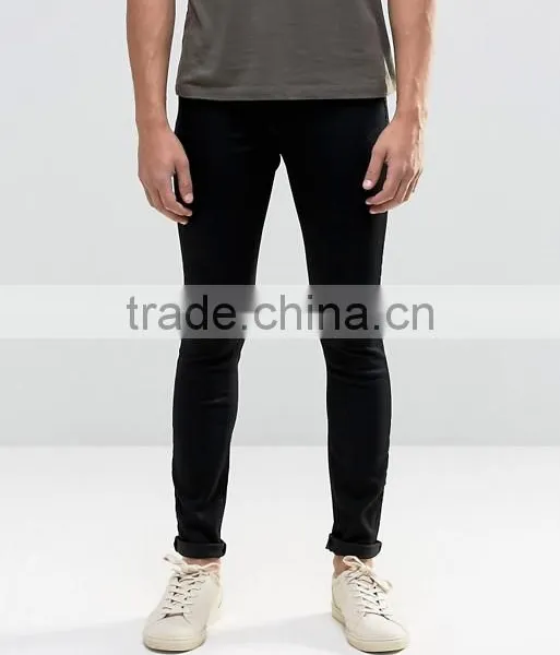 Hign Quality Spray on Jeans Men Super Skinny Stretch Fit Blank Jeans in Black and White photo-2