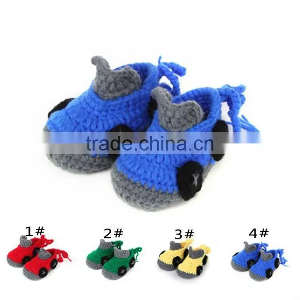 Cartoon Cars Style Handmade Crochet Baby Boy Shoes photo-6