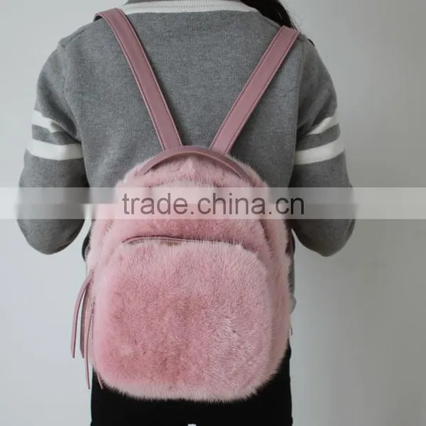 Myfur Cute Baby Pink Girls Fashion Mink Fur Leather Backpack Customized Bags photo-5