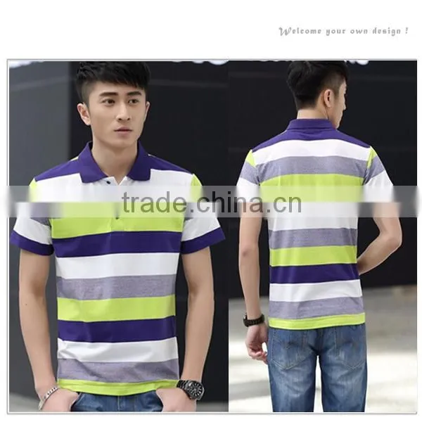 Hot Sale Custom High Quality Pure Short Sleeve Stripe Polo Shirt For Man photo-3