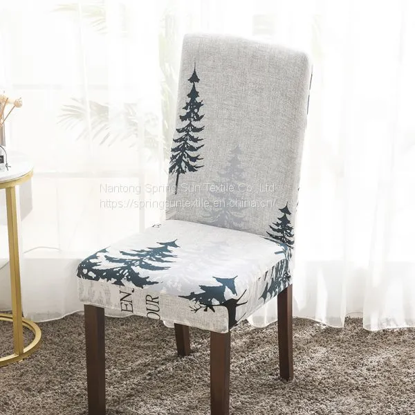 Red Printed Stretch Dining Room Chair Covers Soft Removable Dining Chair Slipcover photo-5
