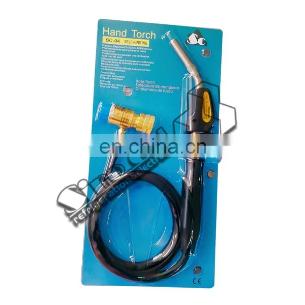 SC-04 Single Tube Flame Self-ignition Mapp Gas Welding Hand Torch With 1.5M Hose HVAC Brass Hand Torch With Hose photo-2