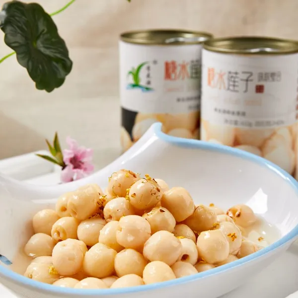 Authentic Canned Lotus Seed in Syrup, Seedless No Added Sucrose, Soft Glutinous & Sweet Suitable for All Ages, Summer Heat-Relief Dessert,